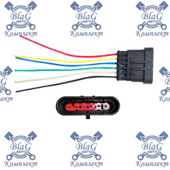 Колодка (штыревая, герметичная) 6-конт. АМР, с проводами L=120мм, S=0,75мм (КЛИ085-6П)