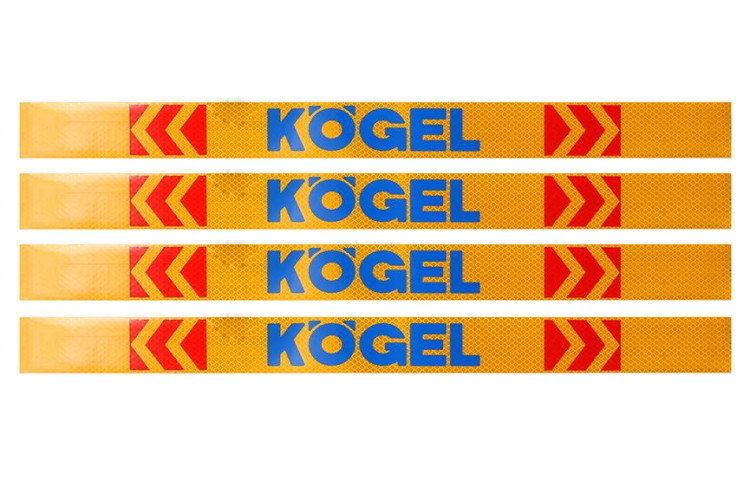 Наклейка Лента светоотражающая (желтая) KOGEL (синяя надпись,0,65м к-т 4шт) 21250