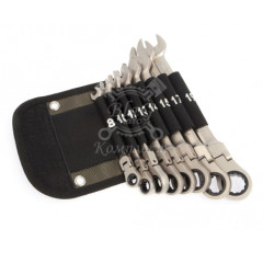 Набор ключей трещоточных шарнирных комбинированных 8шт. (8-19 мм) в фирменной сумке (515485) ООО «Дело Техники»