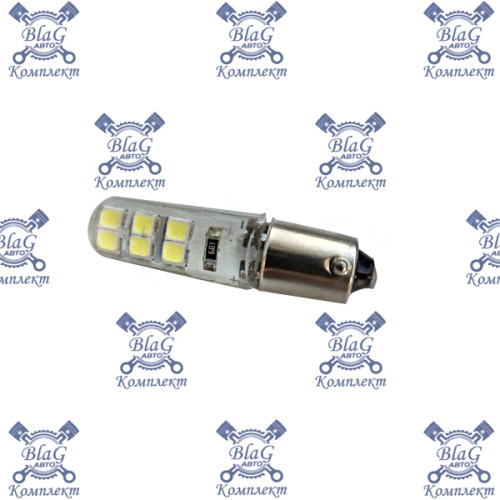 Лампа 24В. (светодиод) T8 BA9S-3528-12SMD Crystal White ФАНЛАЙТ (20143)