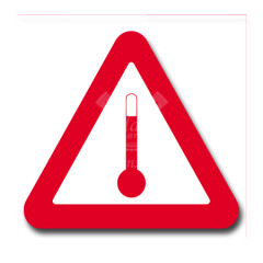 Наклейка "Вещества, перевозимые при повышенной температуре", 25х25