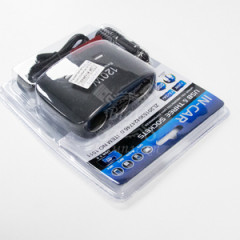 Разветвитель прикуривателя 3-х фазный + 2 USB (с проводом) черный (15074)