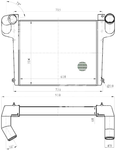 Радиатор интеркулера ОНВ для а/м Камаз 4308, 4325, 43253, 43255 Cummins (LRIC 0708) 430854-117300