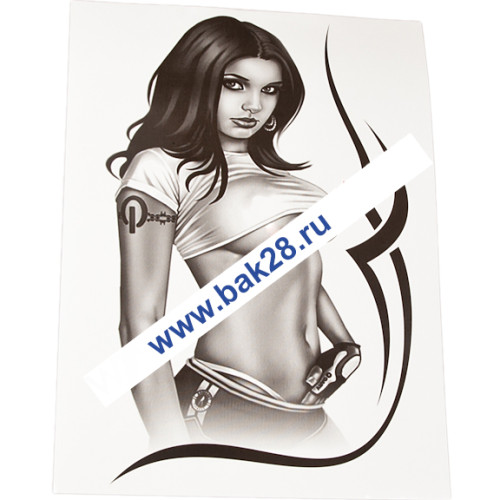 Наклейка "Девушка-тату" (35х50см.) 2-сторон. черный №1 к-т (8825)