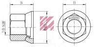 Гайка крепления колеса Вольво (H=34; 7/8" 14UNF) (M4000005)