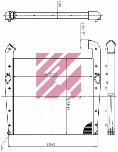 Интеркулер Скания 825x794x62 о. н. 1408882 (M4962002)
