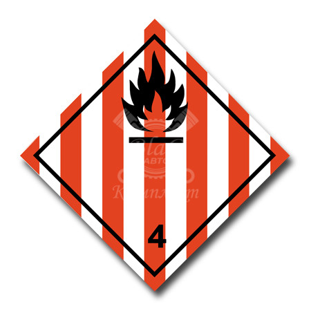 Наклейка "Легковоспламеняющиеся твердые вещества 4.1" 25х25