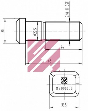 Болт крепления колеса Скания (L=68; 7/8" 11BSF) (M4100008)