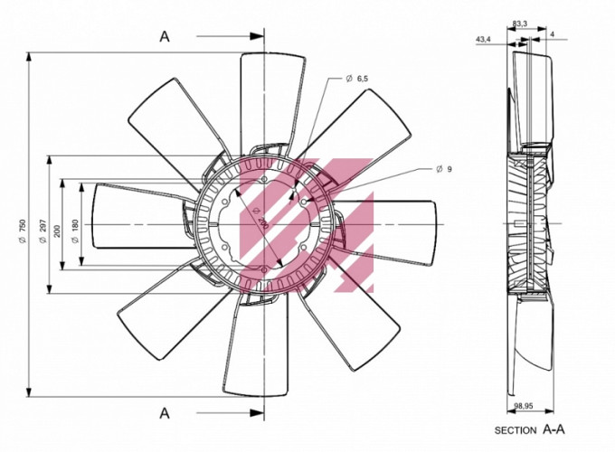 Вискомуфта вентилятора в сборе с крыльчаткой с электронным управлением Скания о.н.1453967 (M6110008)