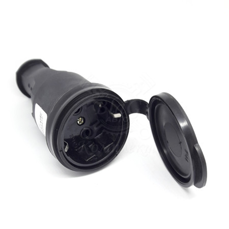 Вилка угловая влагозащищенная с/з 16А, IP44 черная каучук PROCONNECT, 11-8523