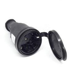 Вилка угловая влагозащищенная с/з 16А, IP44 черная каучук PROCONNECT, 11-8523