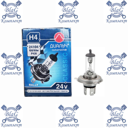 Лампа H4 24V 100/90W P43t Диалуч (24104)