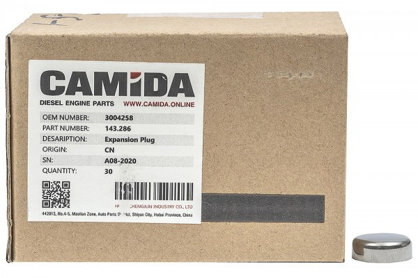 Пробка (заглушка) блока цилиндров КАМАЗ дв. Cummins ISLe, L, CT, QSL 3004258 (21 мм) (CAMIDA)