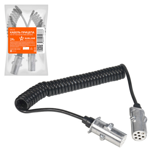 Кабель прицепа 24В тип-S 7 контактов 4,5м (металл) (ATE-14)