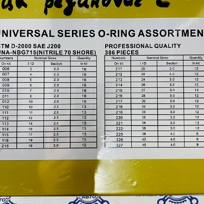 Кольца резиновые С (желтый) 30 размеров (набор, 366 шт.)