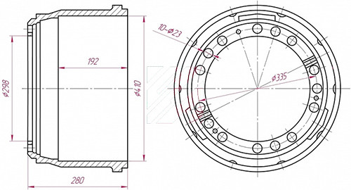 Барабан тормозной Mercedes-Benz о.н. 3464230101 / М1900066 MARSHALL