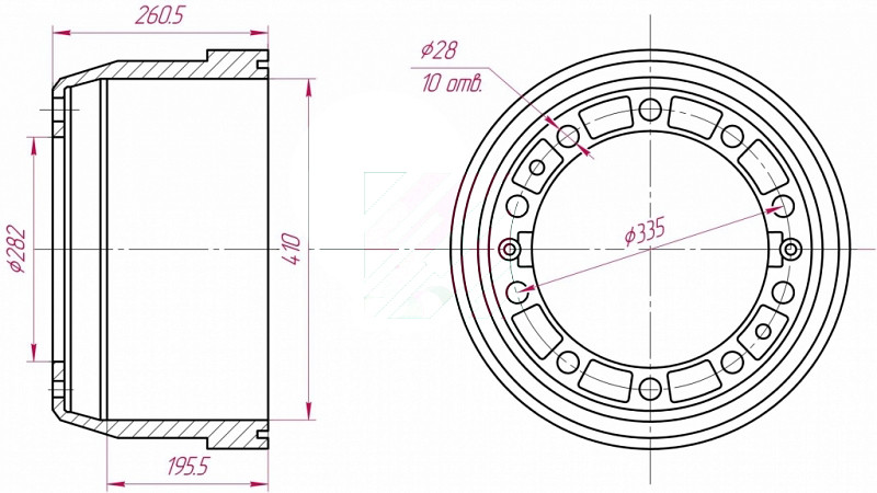 Барабан тормозной Volvo о.н.3171744/1075306 / М1900026 MARSHALL