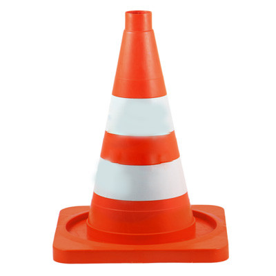 Конус дорожный 520 мм мягкий, 2 светоотражающие полосы (квадратное основание) КС-2.8