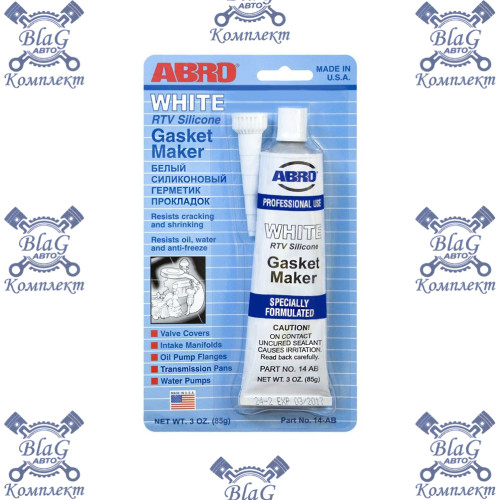 Герметик прокладка (силикон) "ABRO" США 85г белый AB-14