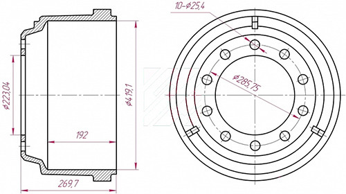 Барабан тормозной INTERNATIONAL, Freightliner о.н.3600A / М1900194 MARSHALL
