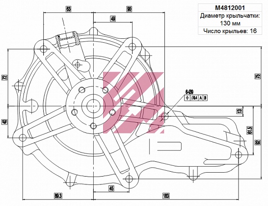 Водяной насос ВОЛЬВО о. н. 20744939 (M4812001) MARSHALL