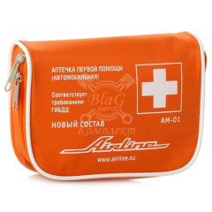 Аптечка автомобильная в текстильном футляре (Соответствует требованиям ГИБДД) (AM-01)
